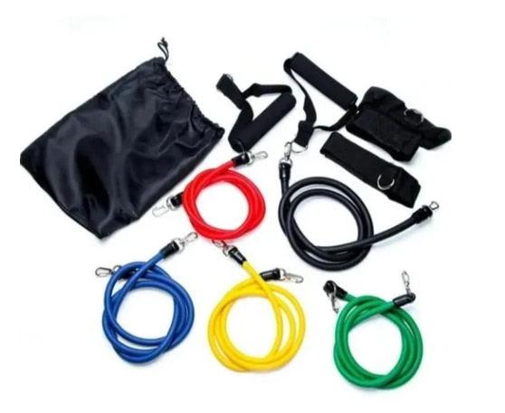 Kit Elásticos Extensores 11 Peças, Musculação, Yoga, Pilates - Llys Store