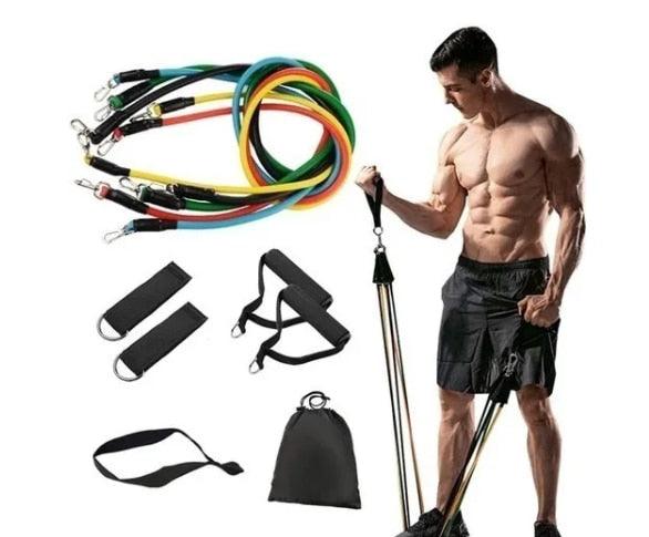Kit Elásticos Extensores 11 Peças, Musculação, Yoga, Pilates - Llys Store